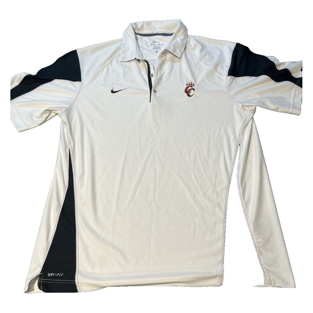 Nike Dri-Fit Polo Shirt XL Cincinnati Bearcats White Black Athletic Golf